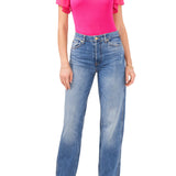 1.STATE Flutter Sleeve T-Shirt Rib Knit Berry Pink Size M