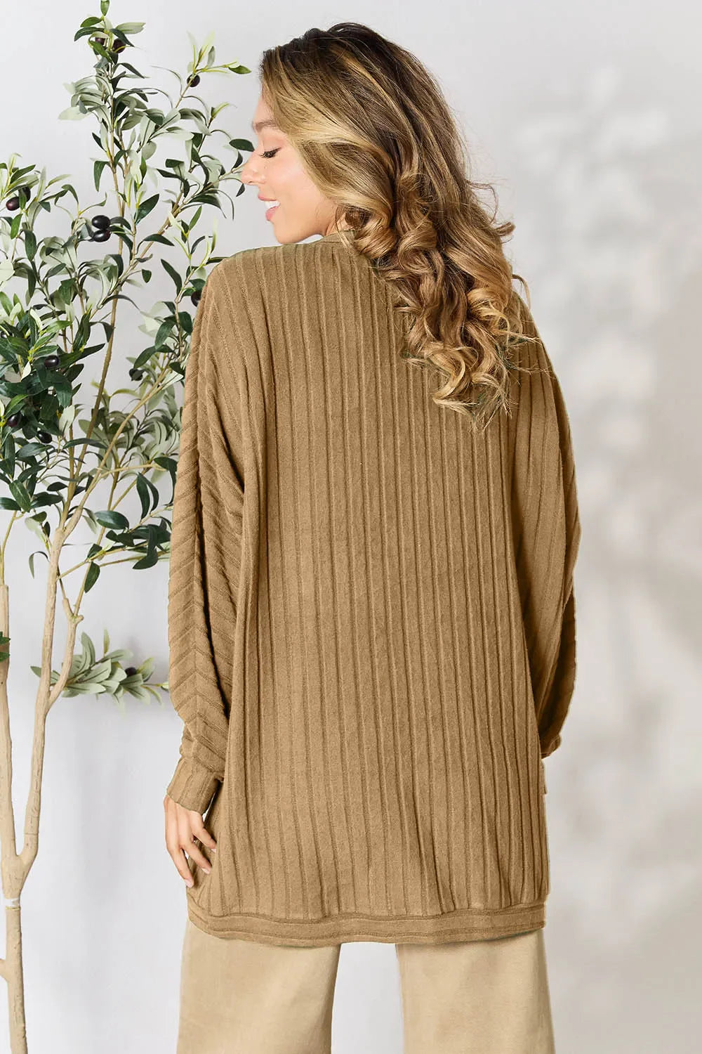Basic Bae Full Size Ribbed Cocoon Cardigan | Includes Plus Size