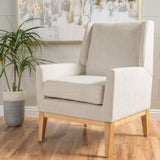 Dimensionality Upholstered Accent Chair with Wing Back and Wood Legs