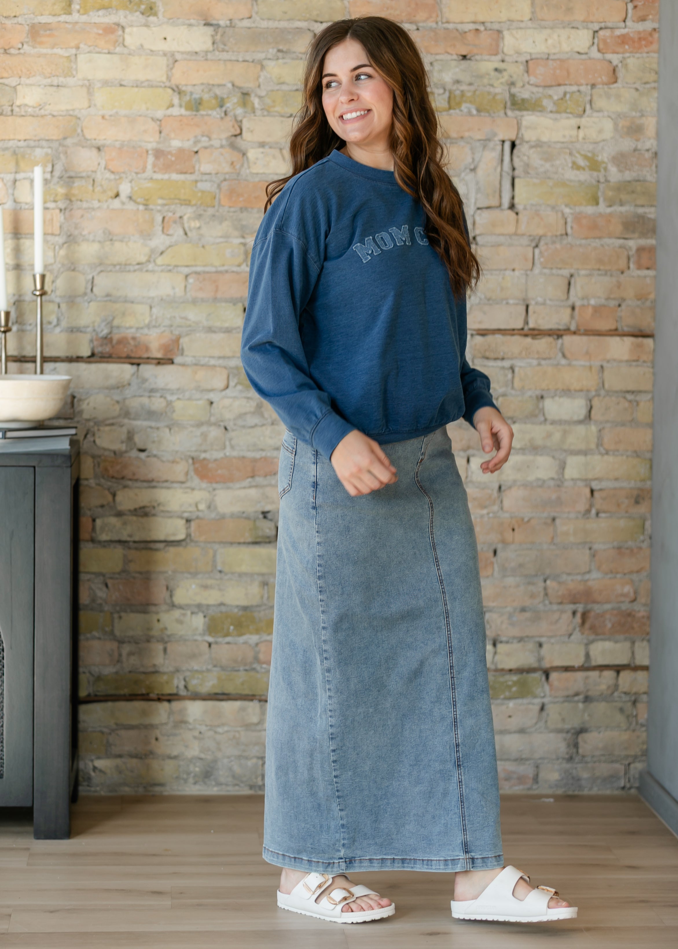 Donna Classic Wash Maxi Denim Skirt | Includes Plus Size