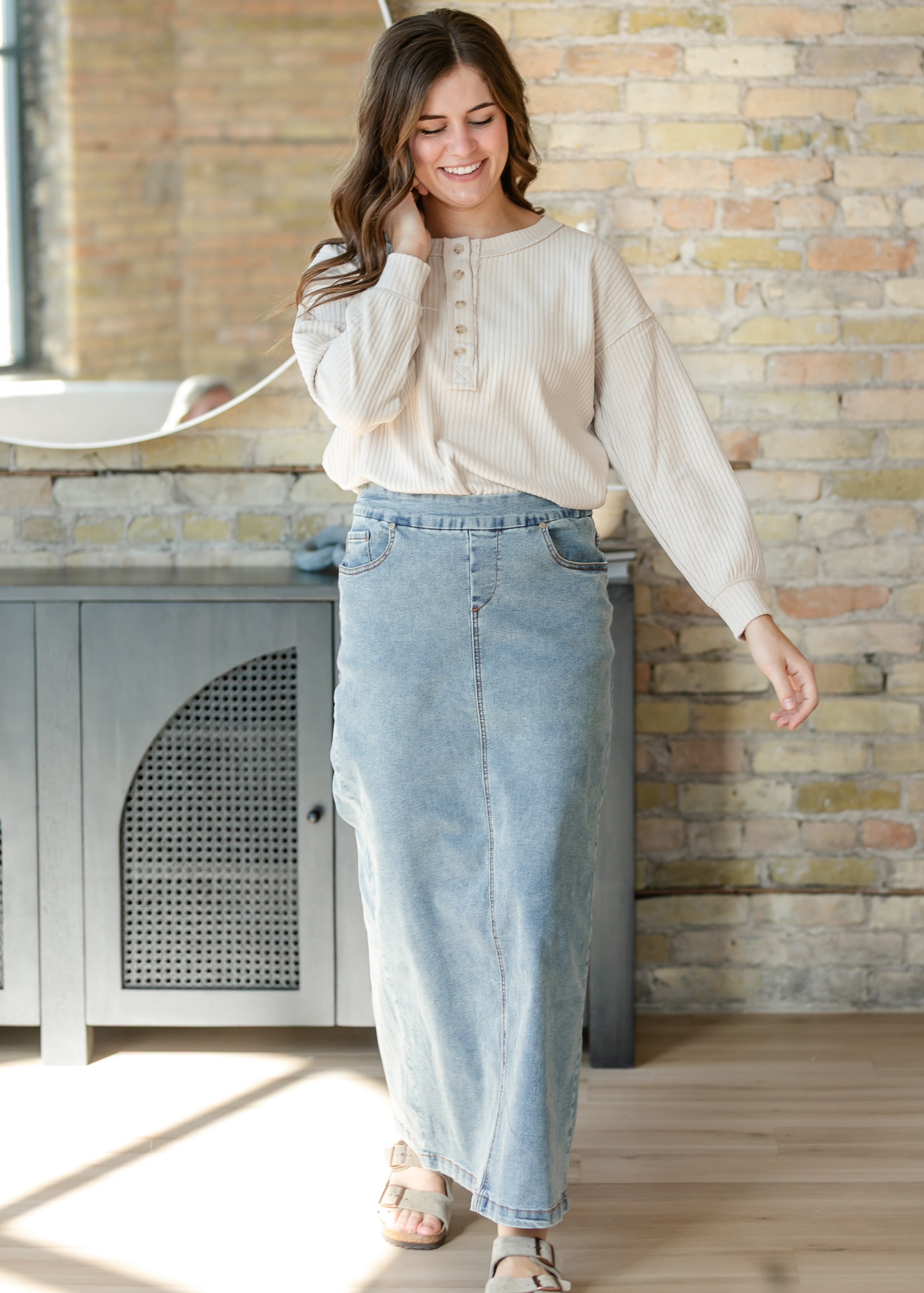 Donna Classic Wash Maxi Denim Skirt | Includes Plus Size