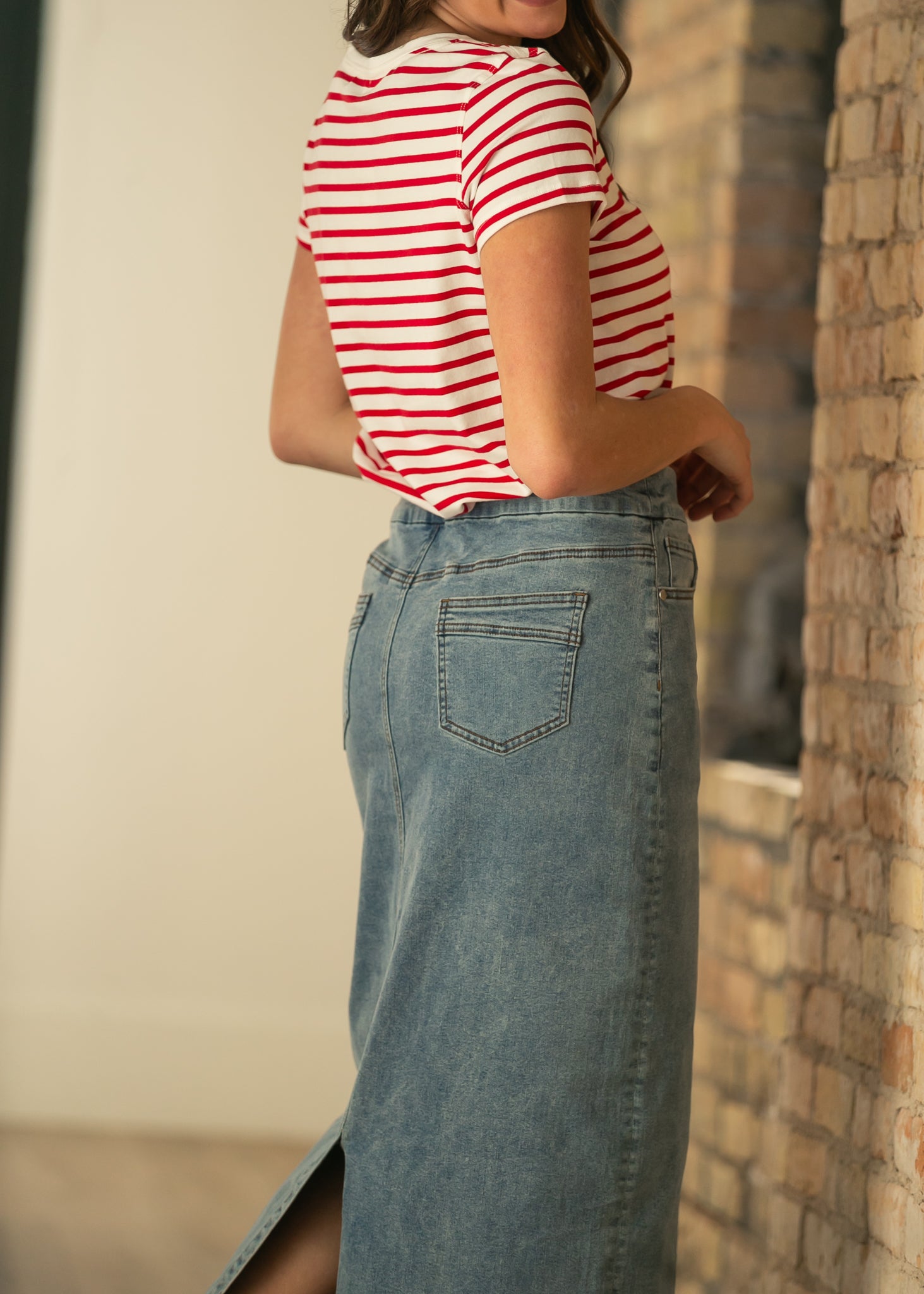 Donna Classic Wash Maxi Denim Skirt | Includes Plus Size