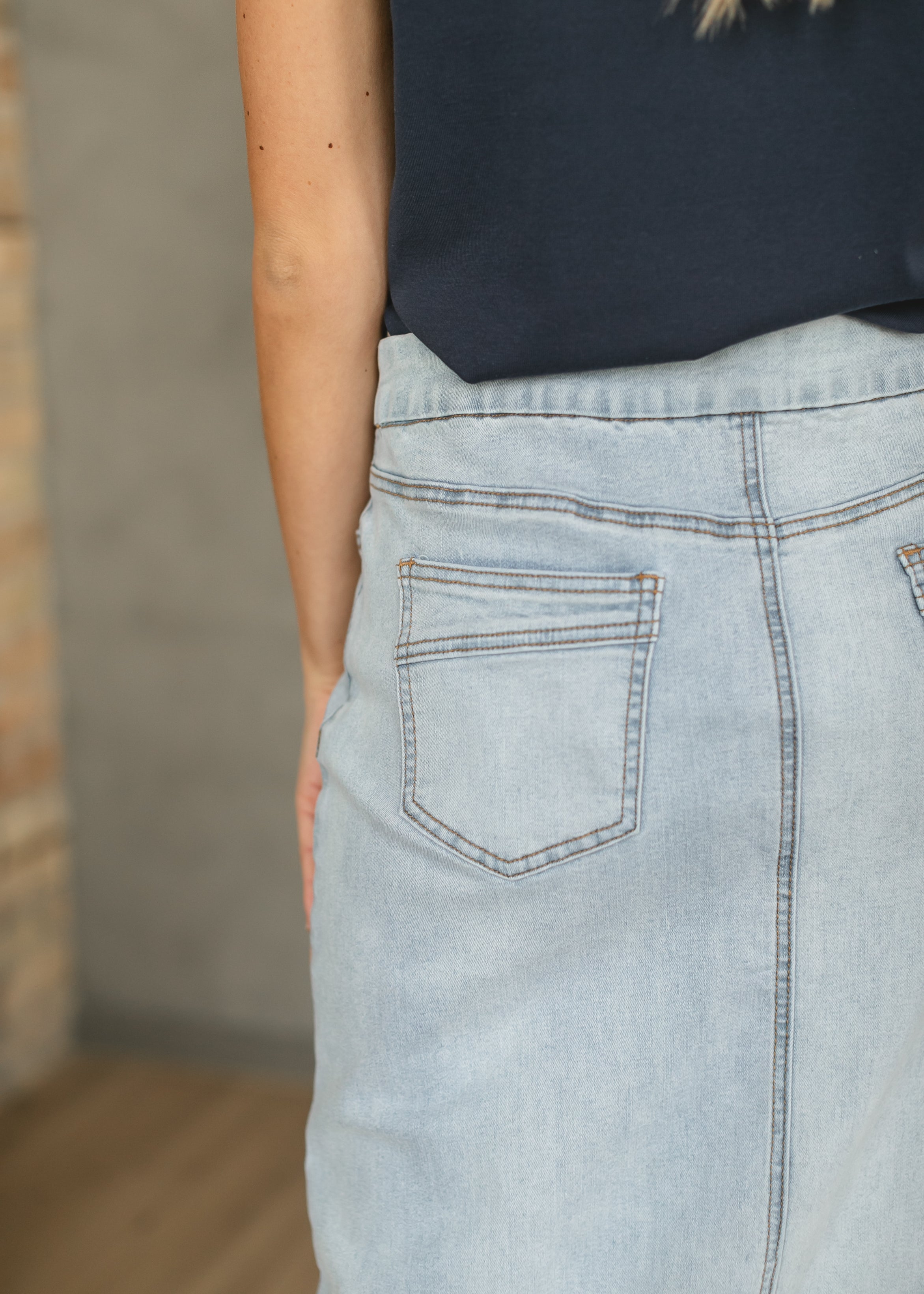 Donna Light Wash Maxi Denim Skirt - Final Sale | Includes Plus Size