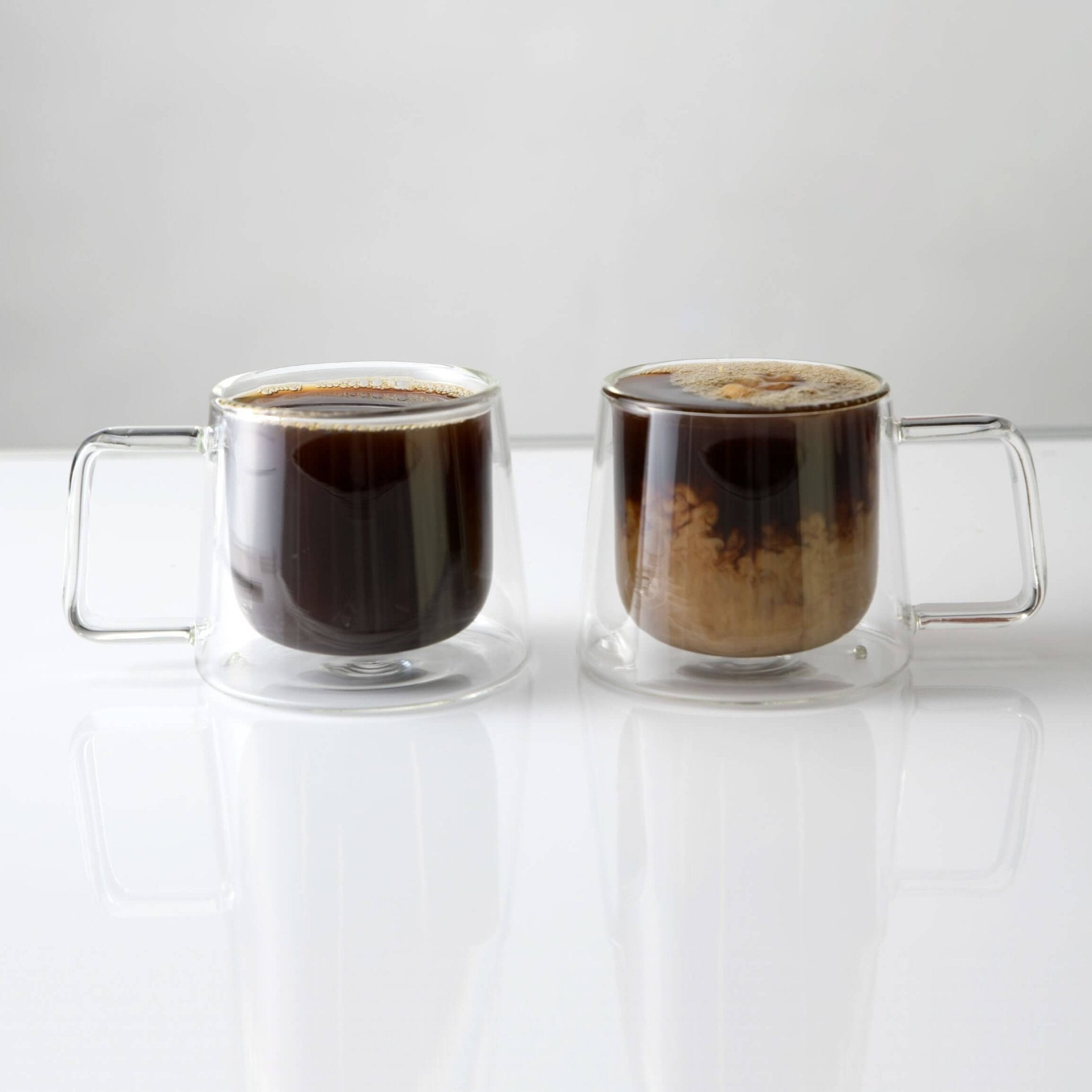 Double Walled Glass Coffee Drink Mug With Handle - Set Of 2 - 8.5oz