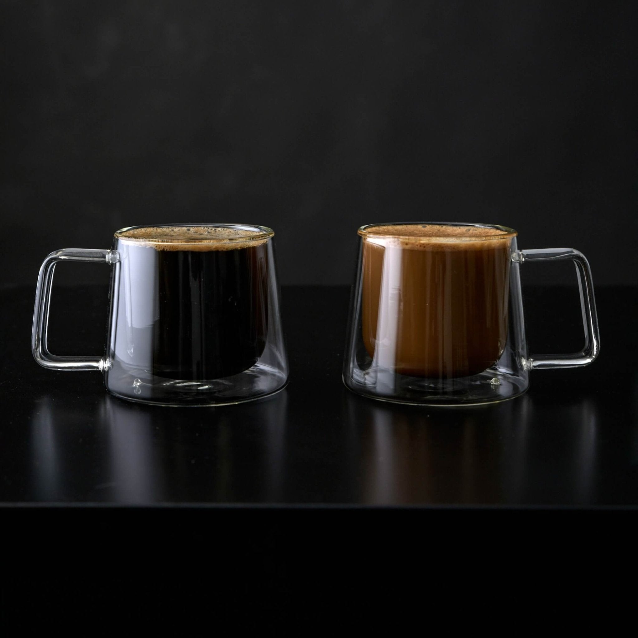Double Walled Glass Coffee Drink Mug With Handle - Set Of 2 - 8.5oz