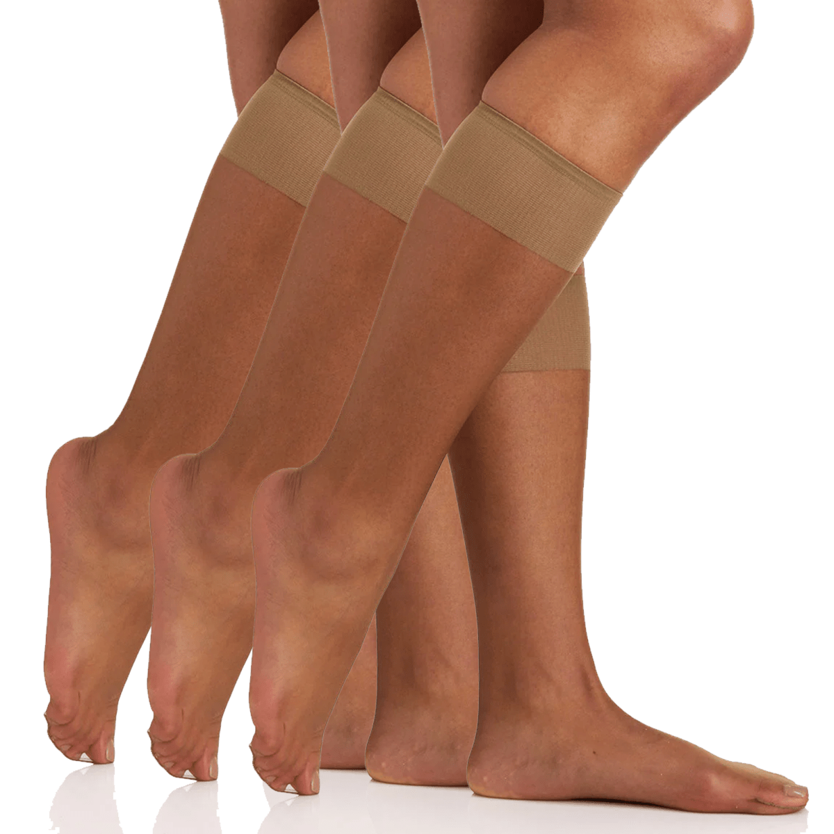 3 Pair Pack Ultra Sheer Knee High With Sandalfoot Toe