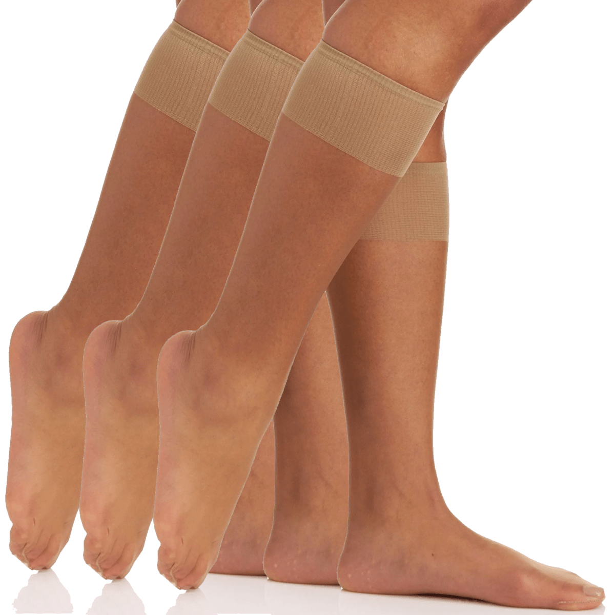 3 Pair Pack Ultra Sheer Knee High With Sandalfoot Toe