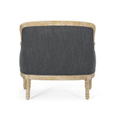 Becoming Upholstered Club Chair with Turned Leg and Carved Design
