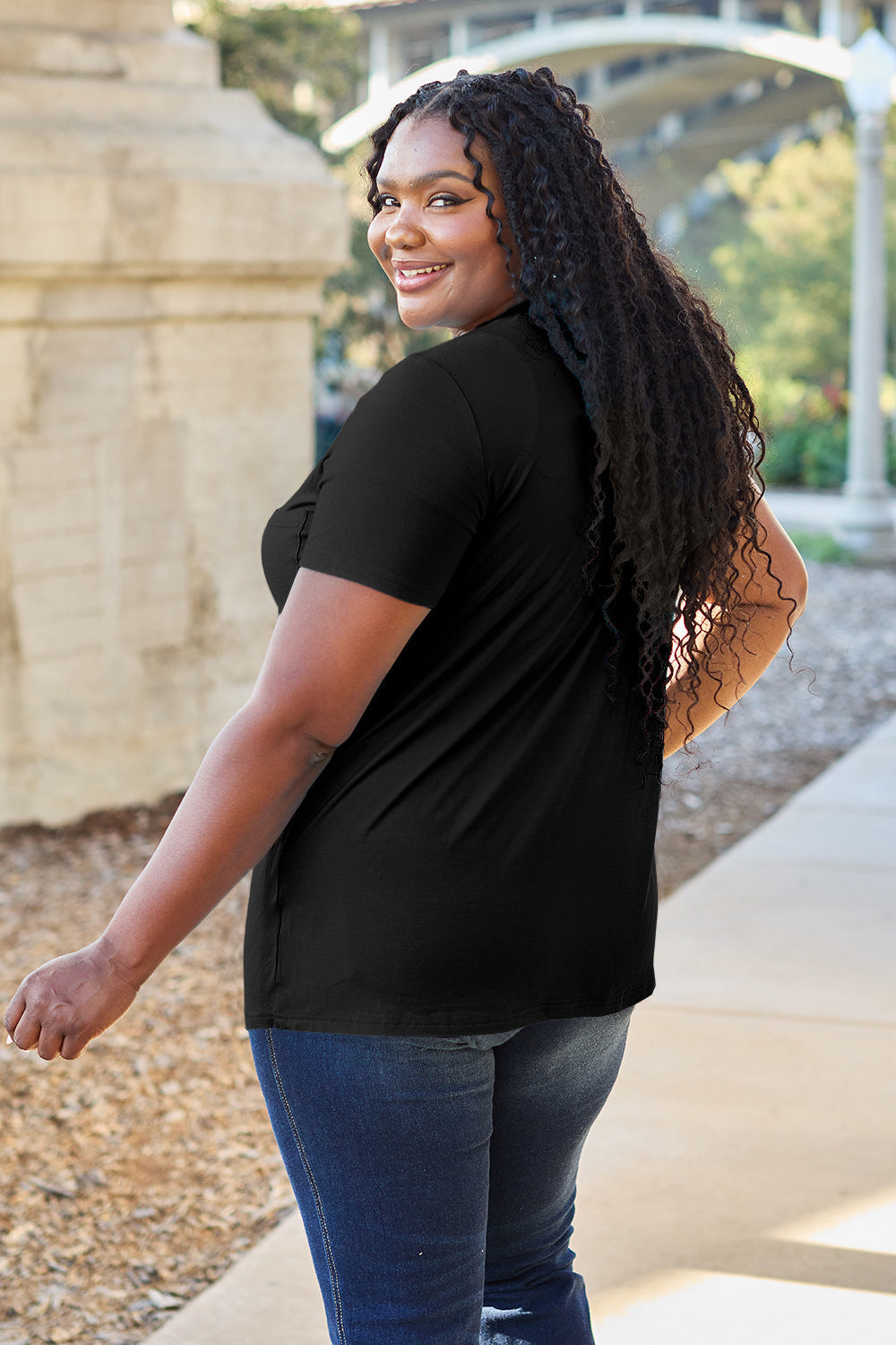 Basic Bae Bamboo Full Size  V-neck Short Sleeve T-shirt | Includes Plus Size