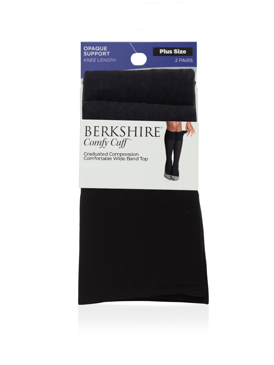 Comfy Cuff Plus Size Opaque Graduated Compression Trouser Sock With Sandalfoot Toe - 2 Pairs