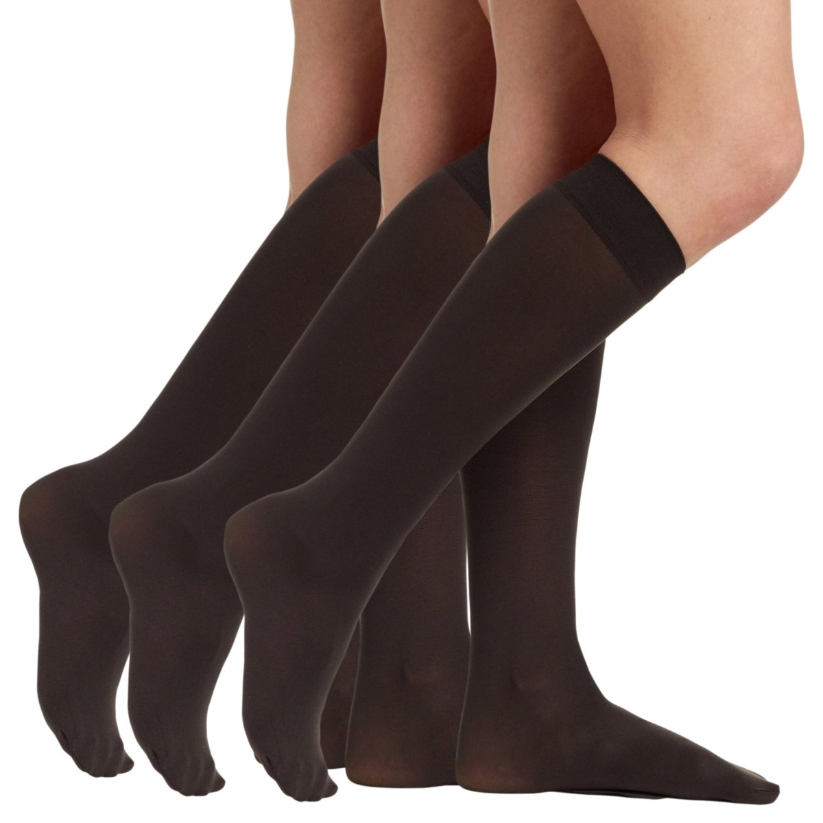 3 Pair Pack Queen Opaque Trouser Knee High With Sandalfoot Toe