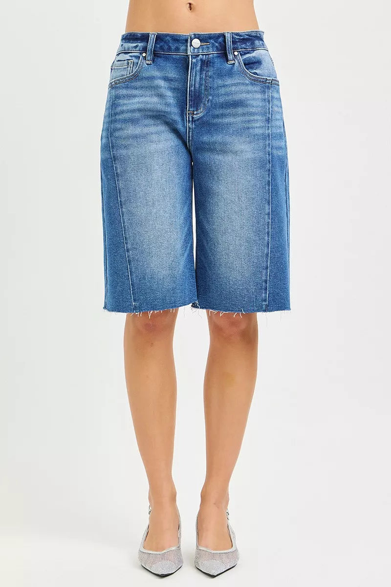 Risen Raw Hem Slouchy Seamed Jorts