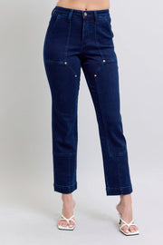 Judy Blue Full Size Hw Work Wear Knee Patch Straight Jeans | Includes Plus Size