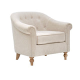 Upholstered Accent Chair with Rolled Arms and Turned Front Legs