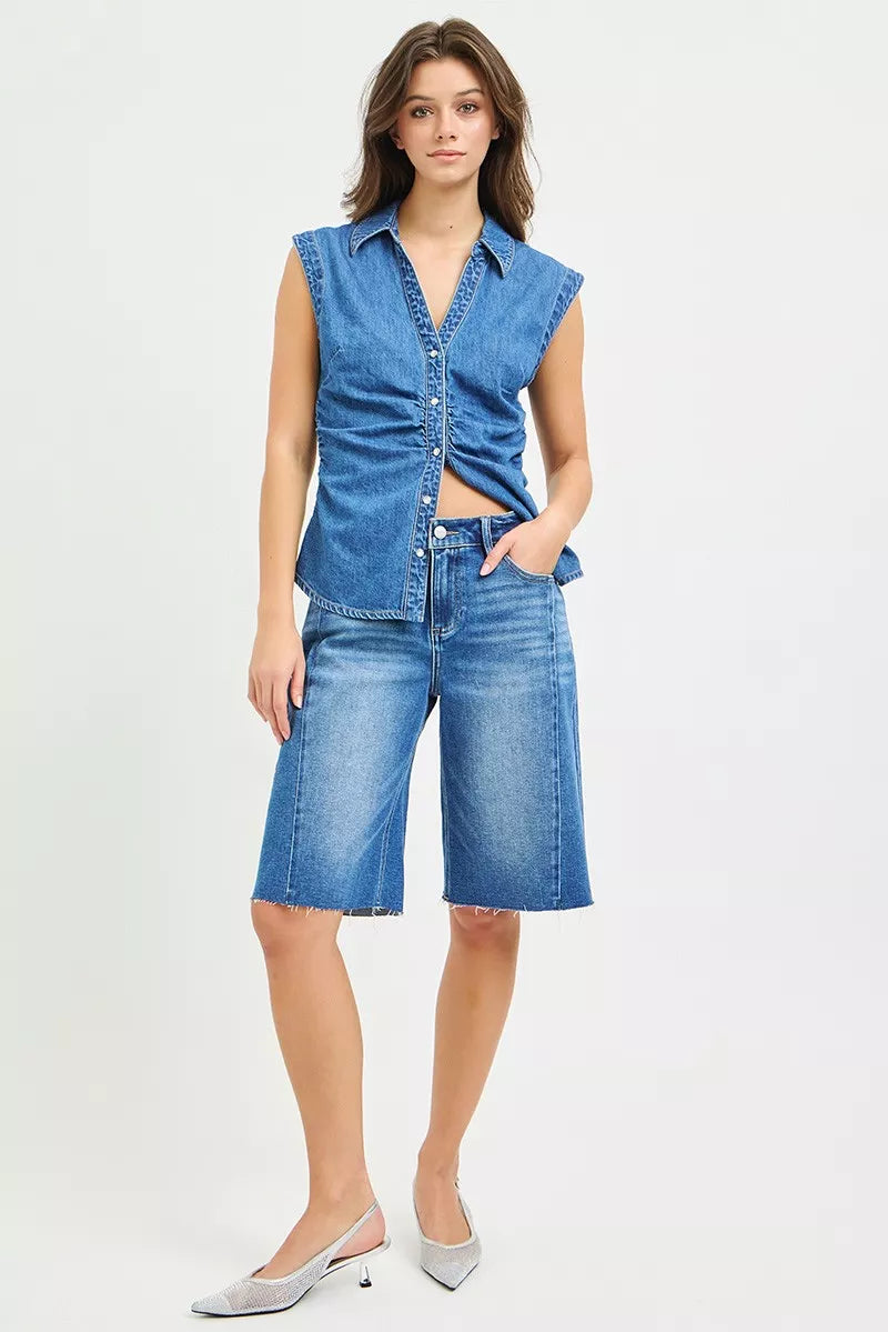 Risen Raw Hem Slouchy Seamed Jorts