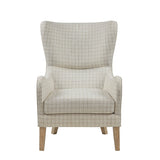 Upholstered Chair with Wing Back and Curved Arms
