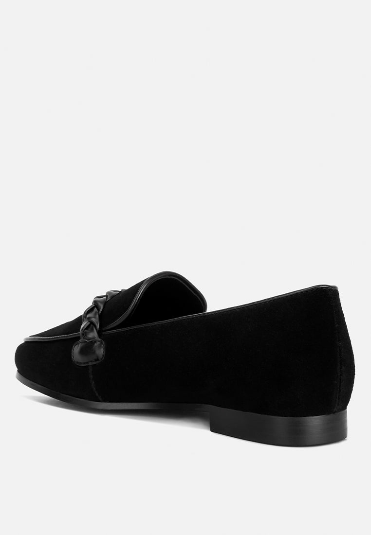 Echo Suede Leather Braided Detail Loafers