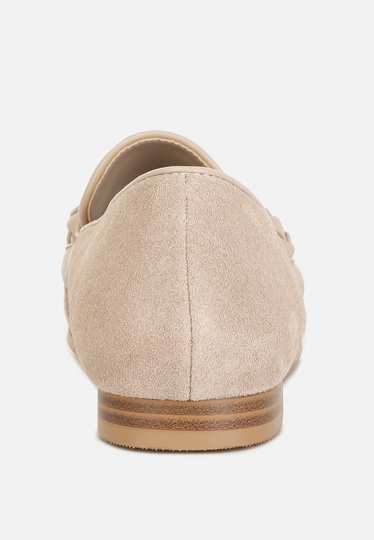 Echo Suede Leather Braided Detail Loafers