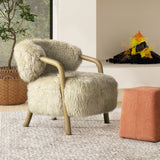 33" Upholstered Armchair with Solid Oak Frame and Ergonomic Design