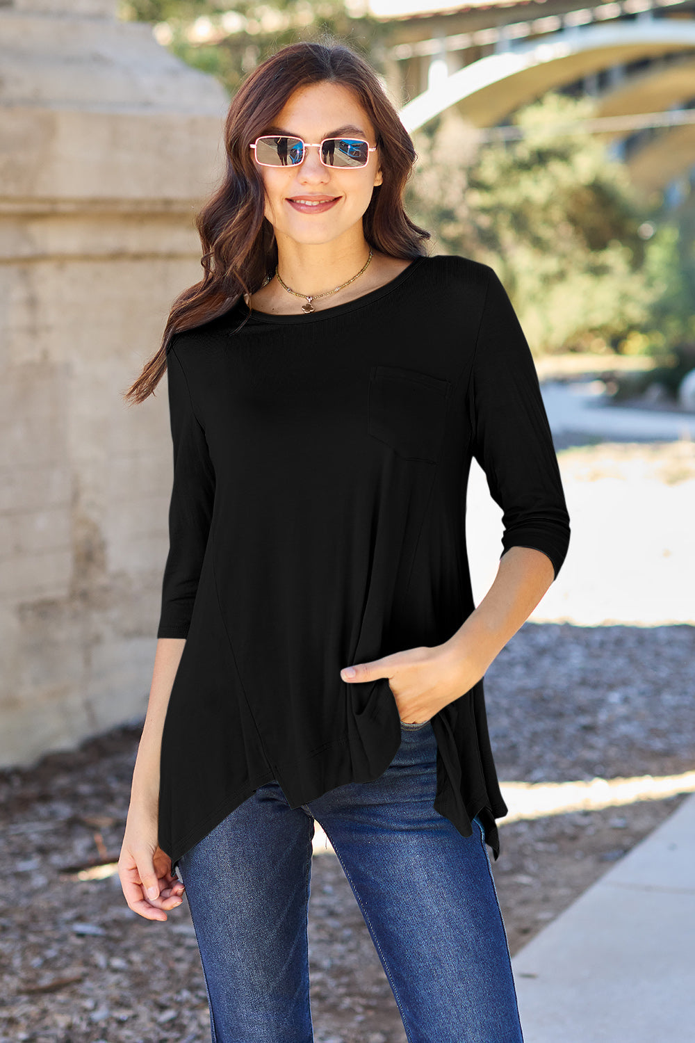 Basic Bae Full Size Round Neck Pocketed T-shirt