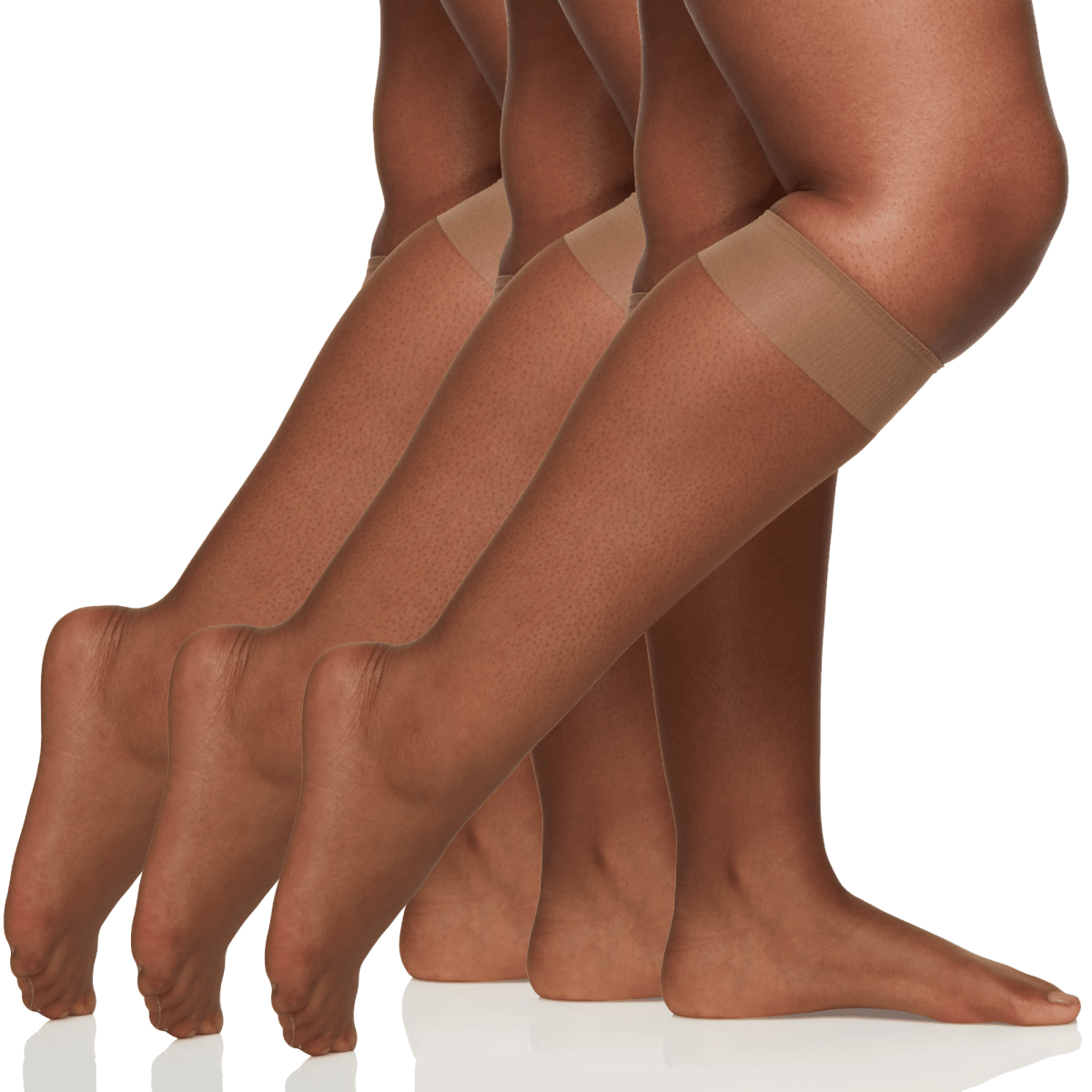 3 Pair Pack Queen Ultra Sheer Knee High With Sandalfoot Toe - Plus Size