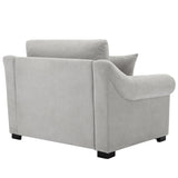 Elicited Upholstered Arm Chair with Wide Armrests and Removable Cushion
