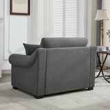 Elicited Upholstered Arm Chair with Wide Armrests and Removable Cushion