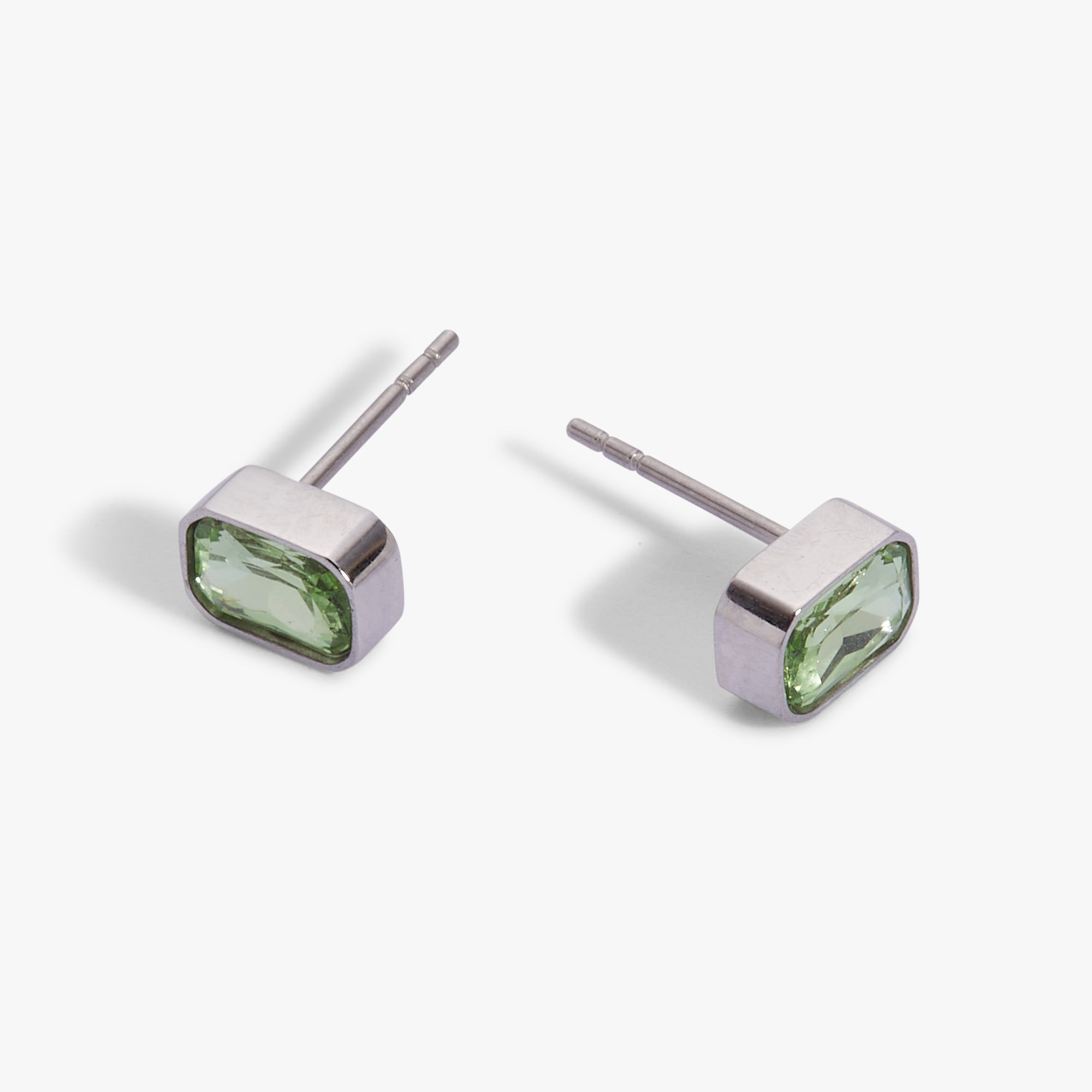 August Emerald-cut Birthstone Stud Earrings