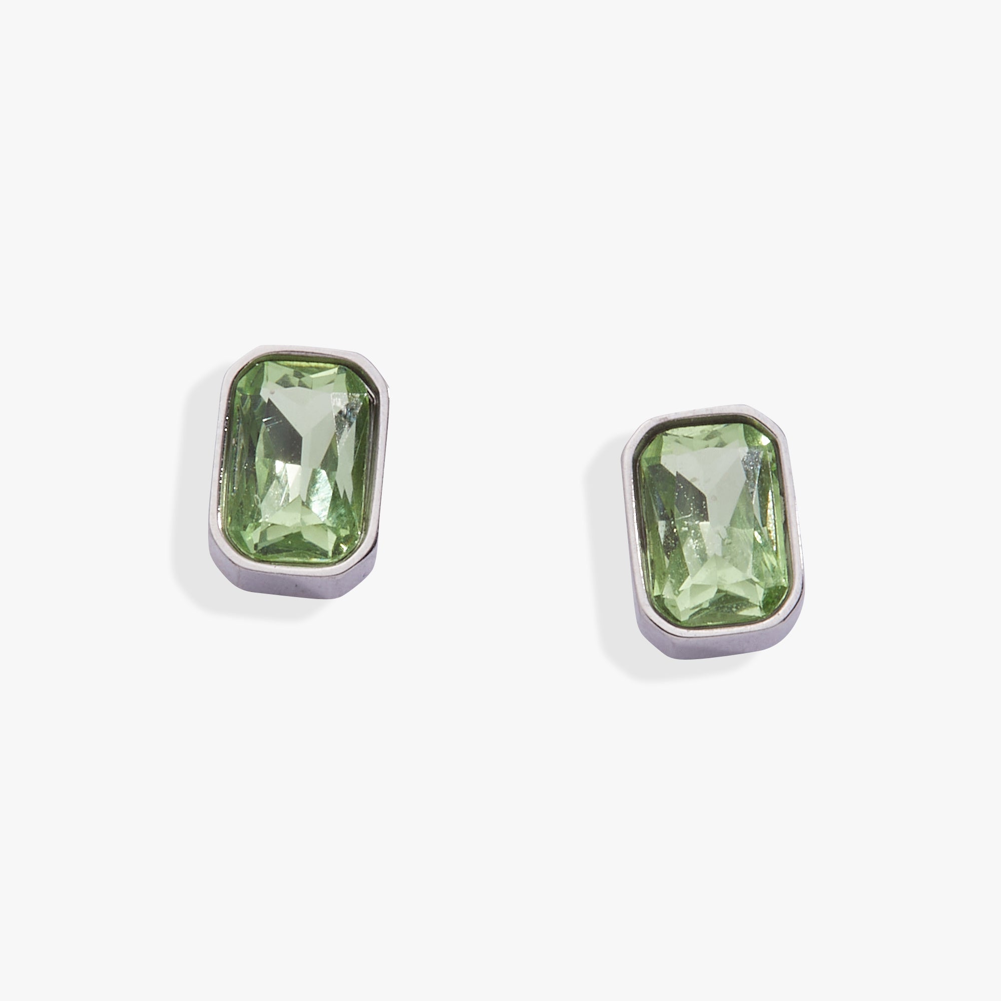 August Emerald-cut Birthstone Stud Earrings
