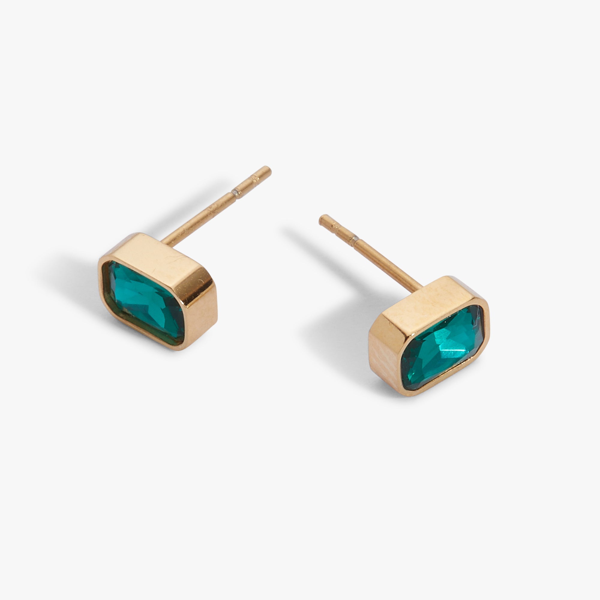 December Emerald-cut Birthstone Stud Earrings