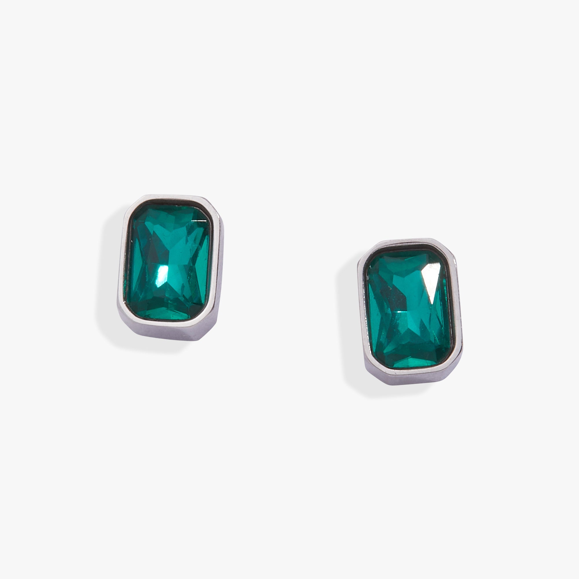 December Emerald-cut Birthstone Stud Earrings
