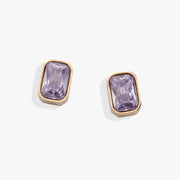 June Emerald-cut Birthstone Stud Earrings