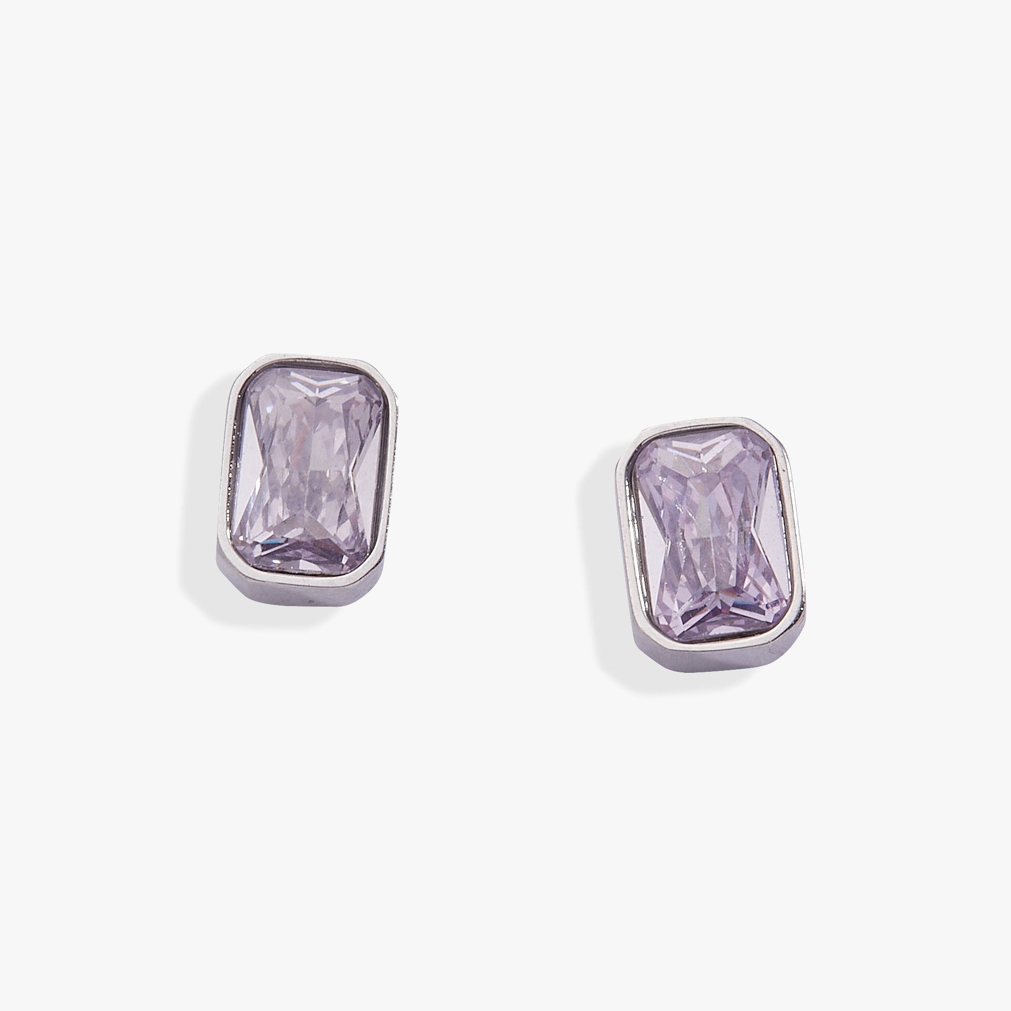 June Emerald-cut Birthstone Stud Earrings