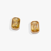 November Emerald-cut Birthstone Stud Earrings