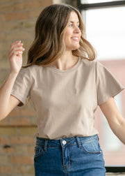 Essential Sand Flutter Sleeve Top