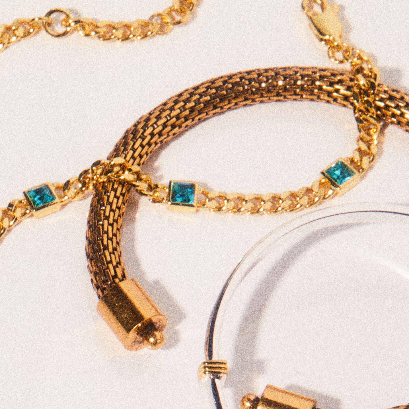 March Birthstone Aquamarine Curb Chain Bracelet