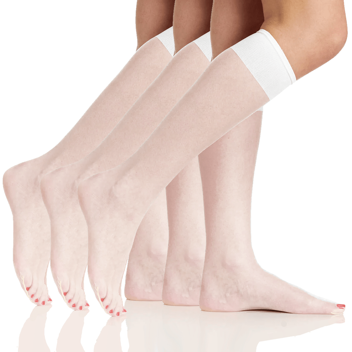 3 Pair Pack Ultra Sheer Knee High With Sandalfoot Toe