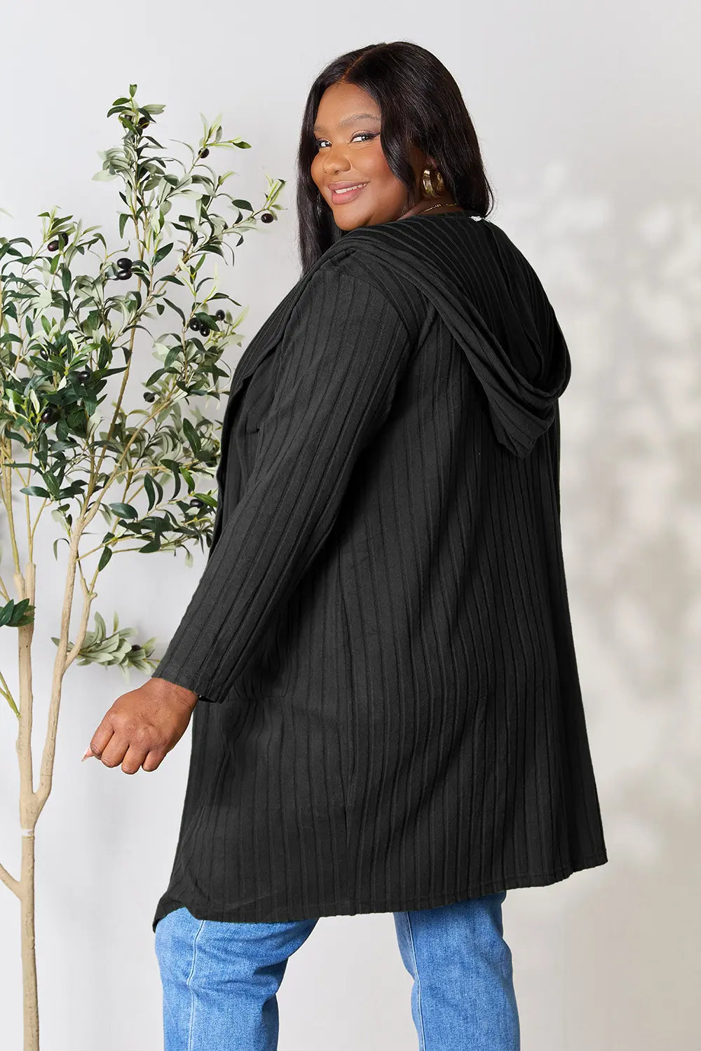 Basic Bae Full Size Hooded Sweater Cardigan | Includes Plus Size