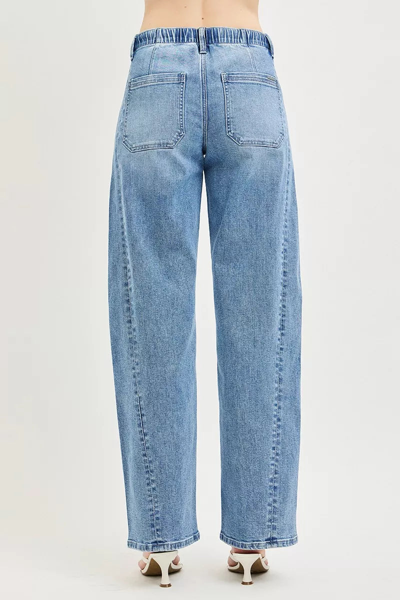 Risen Relaxed Fit Drawstring Waist Jeans