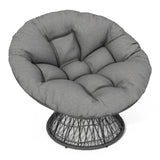Papasan Wicker Chair with Fabric Cushion and 360 Degree Swivel