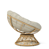 Papasan Wicker Chair with Fabric Cushion and 360 Degree Swivel