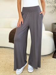 Basic Bae Full Size Smocked Wide Waistband Wide Leg Pants | Includes Plus Size