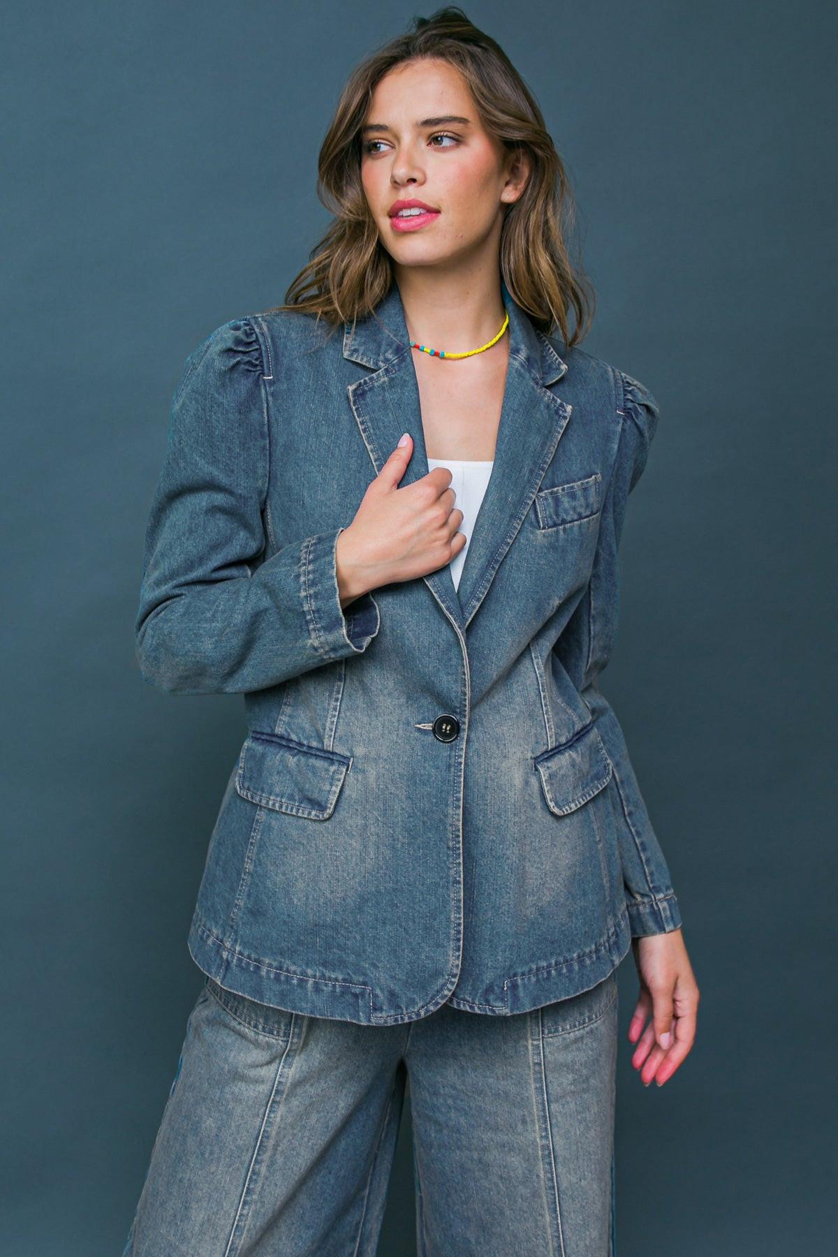 Give It Your All Denim Blazer