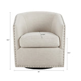 Fantasyy Upholstered Swivel Chair with Nailhead Trim and Curved Design