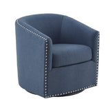Fantasyy Upholstered Swivel Chair with Nailhead Trim and Curved Design