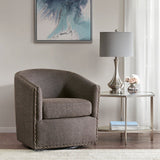 Fantasyy Upholstered Swivel Chair with Nailhead Trim and Curved Design