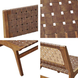 Faux Leather Woven Accent Chair