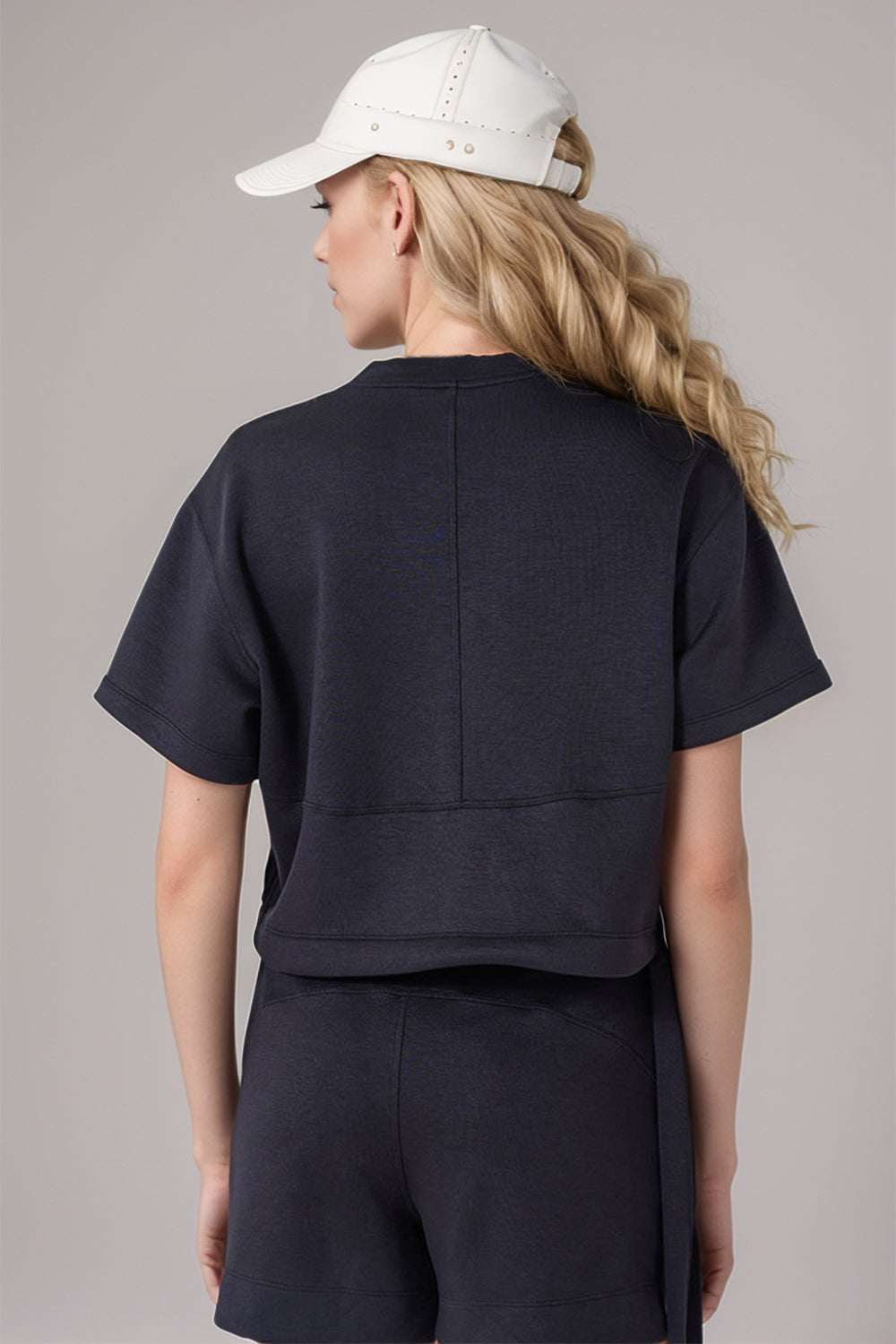 Basic Bae Drawstring Hem Air Scuba Round Neck Short Sleeve T-shirt