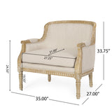 Becoming Upholstered Club Chair with Turned Leg and Carved Design