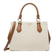 Michael Kors Marilyn Women Medium Satchel Bag Ivory Logo